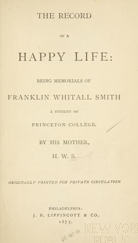 Cover for The record of a happy life