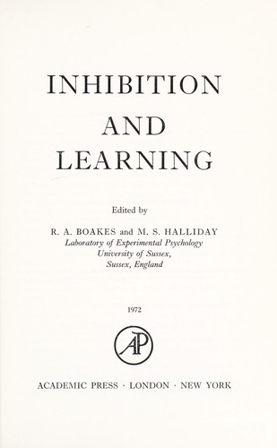 Cover for Inhibition and learning