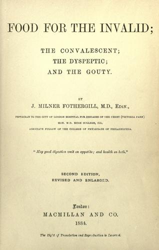 Cover for Food for the invalid