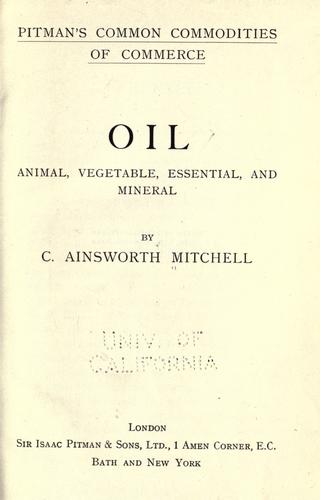 Cover for Oil; animal, vegetable, essential, and mineral