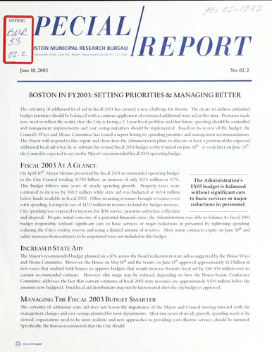 Cover for Boston in fy2003