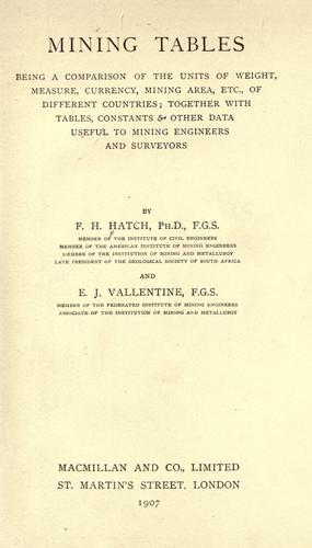 Cover for Mining tables