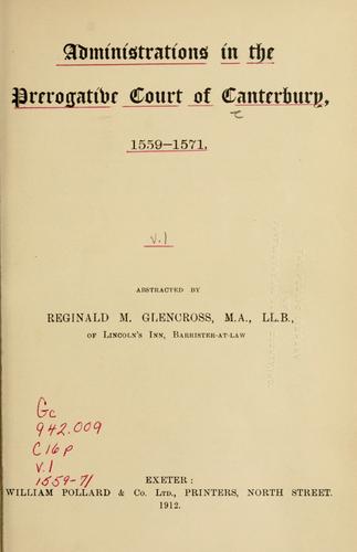 Cover for Administration in the Prerogative court of Canterbury, 1559-1571.