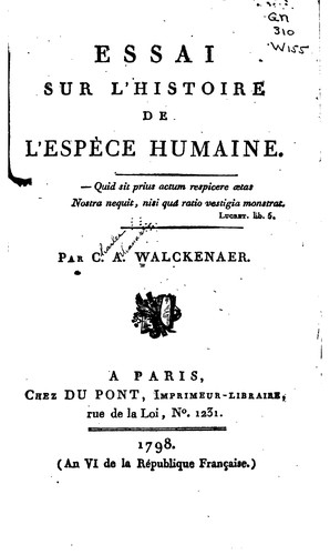 Cover for Essai sur l'histoire de l'espèce humaine ...