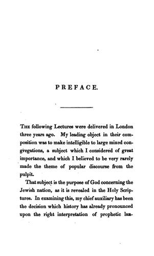 Cover for Popular lectures on the prophecies relative to the Jewish nation