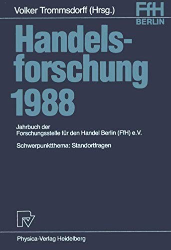 Cover for Handelsforschung 1988 : Schwerpunktthema