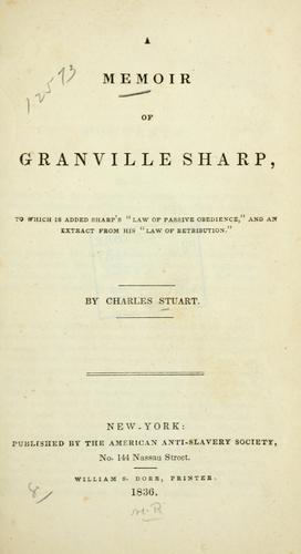 Cover for A memoir of Granville Sharp