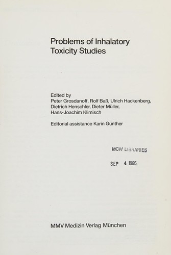 Cover for Problems of inhalatory toxicity studies