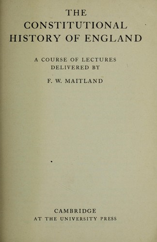 Cover for The constitutional history of England