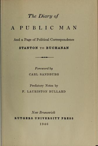 Cover for The Diary of a public man