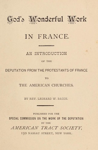 Cover for God's wonderful work in France