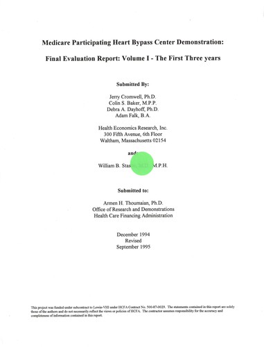 Cover for Medicare participating heart bypass center demonstration
