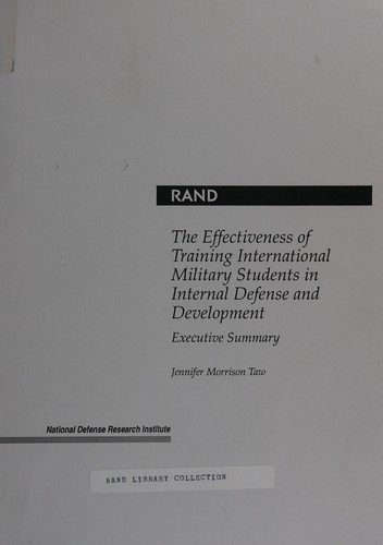 Cover for The effectiveness of training international military students in internal defense and development