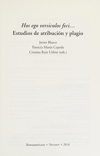 Cover for Hos ego versiculos feci--