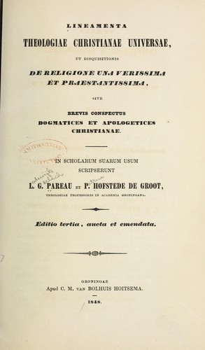 Cover for Lineamenta theologiae christianae universae