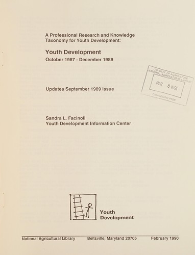 Cover for A professional research and knowledge taxonomy for youth development