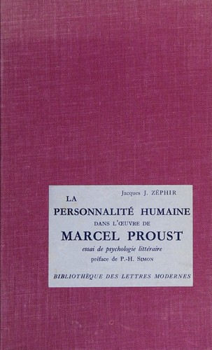 Cover for La personnalité humaine dans l'oeuvre de Marcel Proust