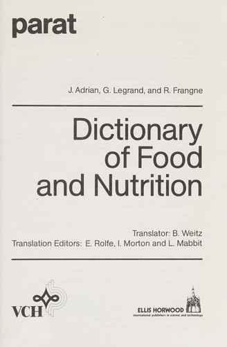 Cover for Dictionary of food and nutrition