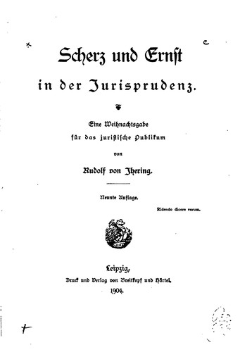 Cover for Scherz und Ernst in der Jurisprudenz: Eine Weih-nachtsgabe für das ...
