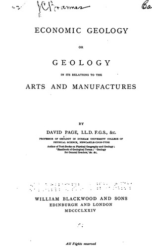 Cover for Economic Geology: Or, Geology in Its Relations to the Arts and Manufactures