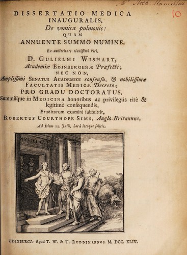 Cover for Dissertatio medica inauguralis, de vomica pulmonis ...