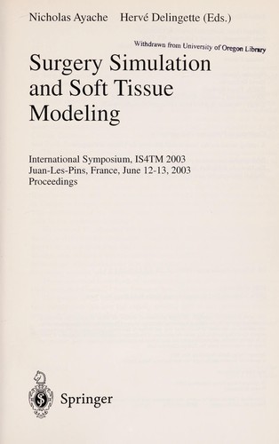 Cover for Surgery simulation and soft tissue modeling