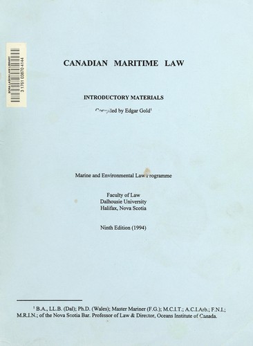 Cover for Canadian maritime law