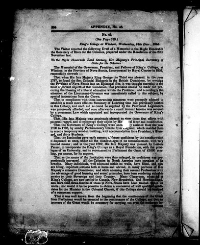 Cover for The Visitor reported the following draft of a memorial to the Right Honourable the Secretary of State for the colonies, prepared under the resolution of the 29th November last