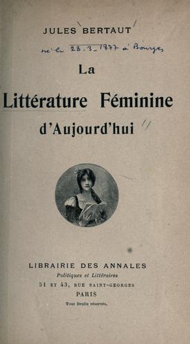 Cover for littérature féminine d'aujourd'hui