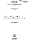 Cover for Access to Outer Space Technologies Implications for International Security/E.G.V.92.0.30 (European Issues)
