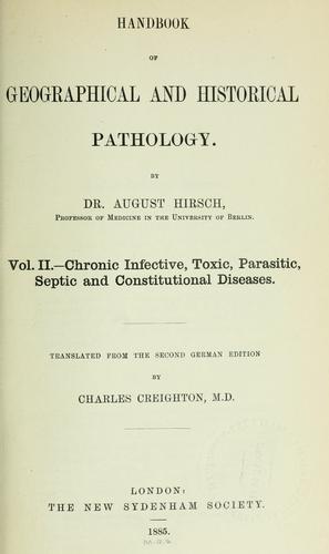 Cover for Handbook of geographical and historical pathology