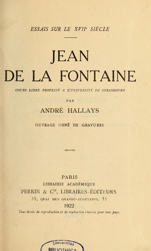 Cover for Jean de La Fontaine