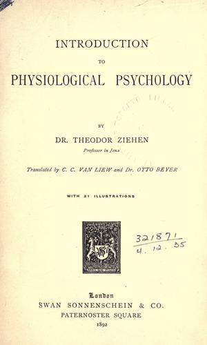 Cover for Introduction to physiological psychology