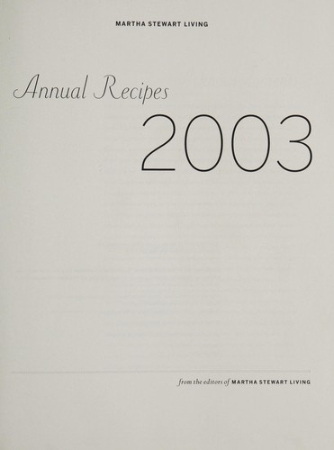 Cover for Martha Stewart Living annual recipes, 2003