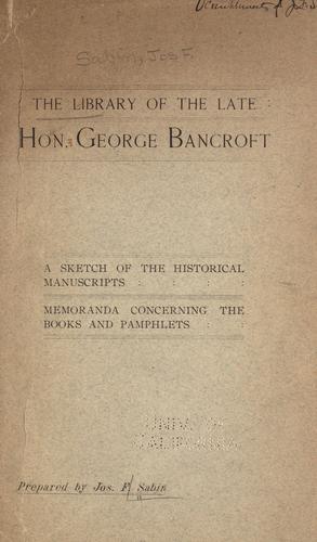 Cover for The library of the late Hon. George Bancroft