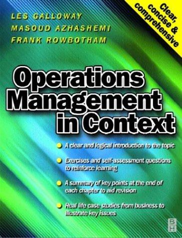 Cover for Operations Management in Context