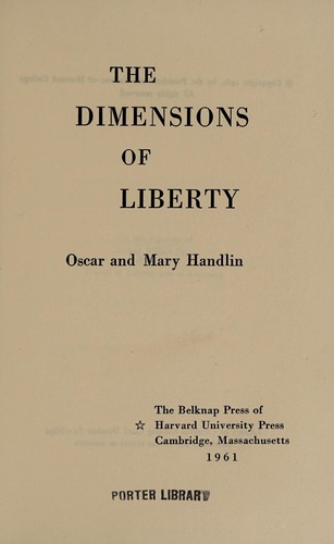Cover for The dimensions of liberty.