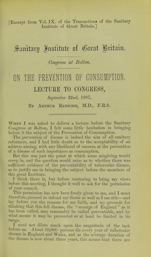 Cover for On the prevention of consumption
