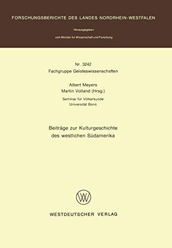 Cover for Beiträge zur Kulturgeschichte des westlichen Südamerika