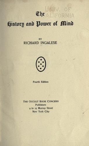 Cover for The history and power of mind