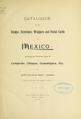 Cover for Catalogue of the stamps, envelopes, wrappers and postal cards of Mexico
