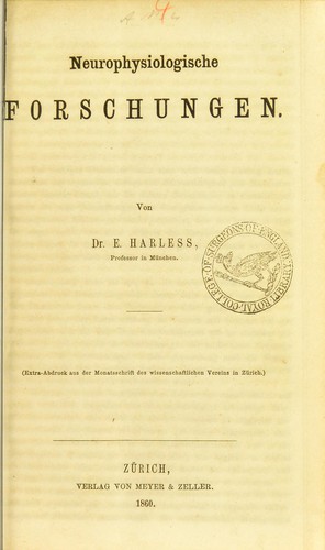 Cover for Neurophysiologische Forschungen