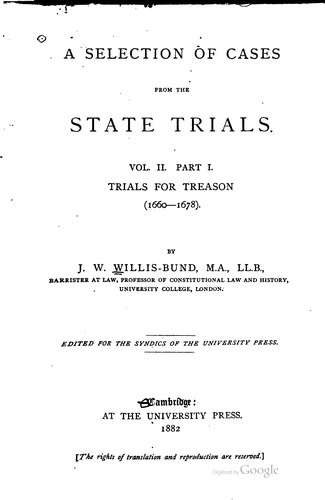 Cover for A selection of cases from the state trials ...