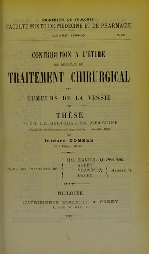 Cover for Contribution ©  l'©♭tude des r©♭sultats du traitement chirurgical des tumeurs de la vessie
