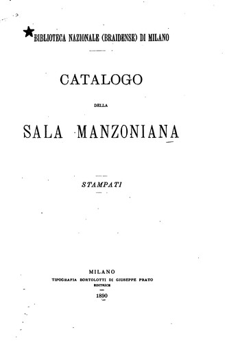 Cover for Catalogo della sala manzoniana