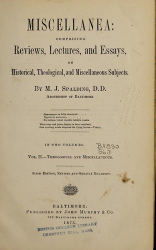 Cover for Miscellanea
