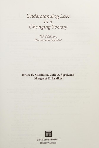 Cover for Understanding law in a changing society