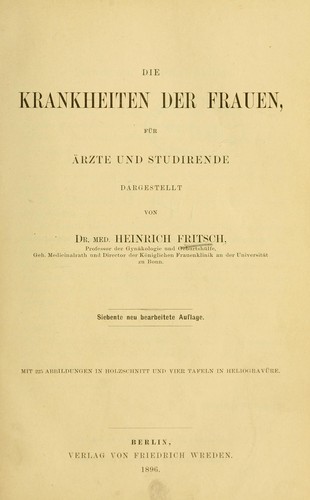 Cover for Die Krankheiten der Frauen