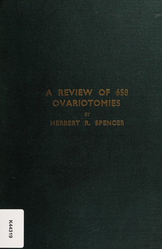 Cover for A review of 658 ovariotomies