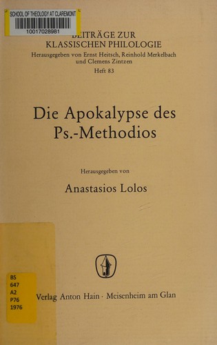 Cover for Die Apokalypse de Ps.-Methodios